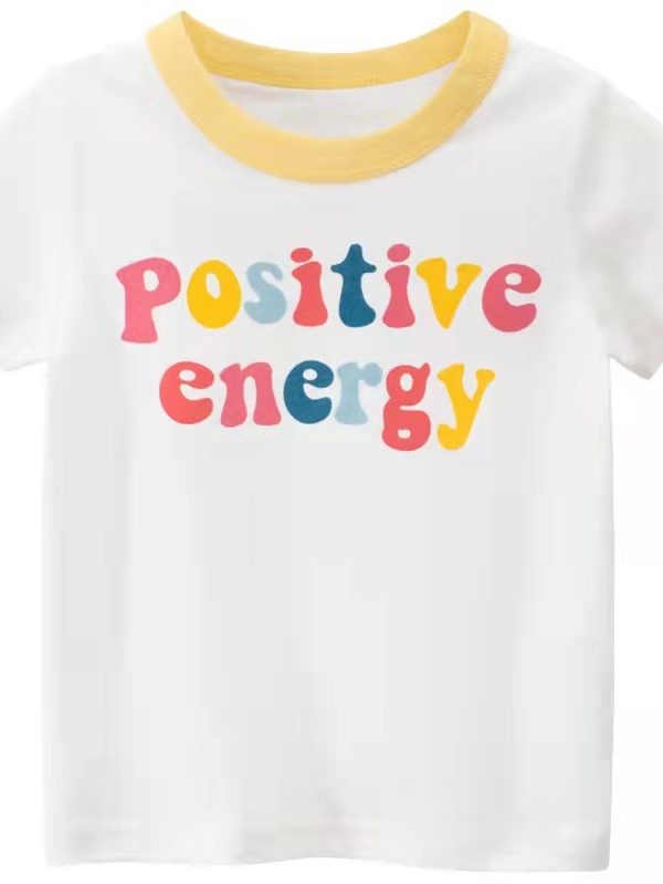 Children'S Clothing, Alphabet Pattern T-Shirts, Cartoon Girls, Short Sleeves