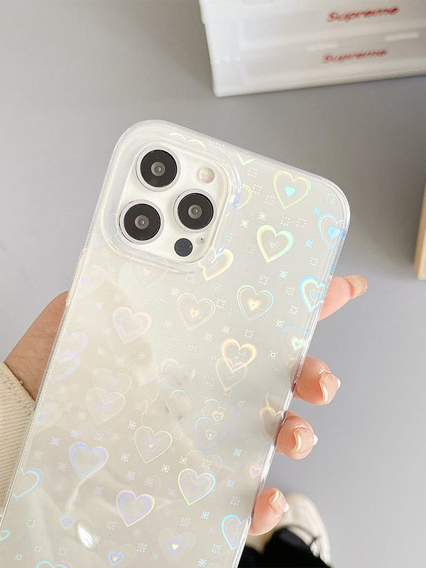Laser Colorful Love For Double-sided Coated Silicone Phone Case