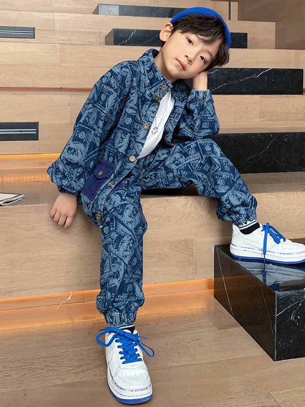 Handsome Boy Clothes Spring And Autumn Two Piece Set