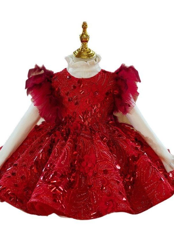 Girl's Dress Red Princess Children