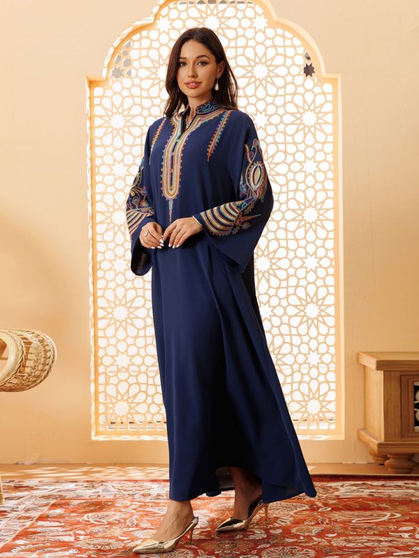Women's Embroidered Rope Embroidered Muslim Dress