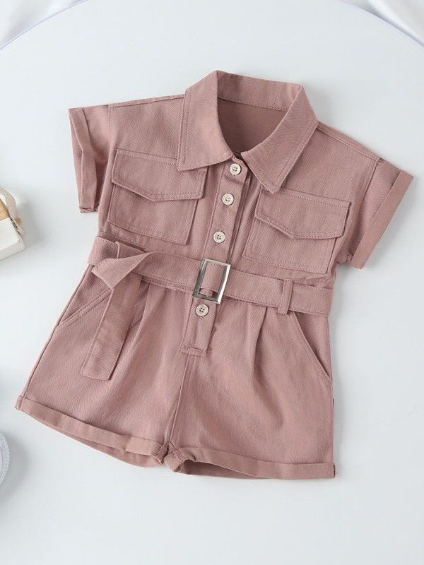 Girls' Summer Denim Casual Jumpsuit Romper