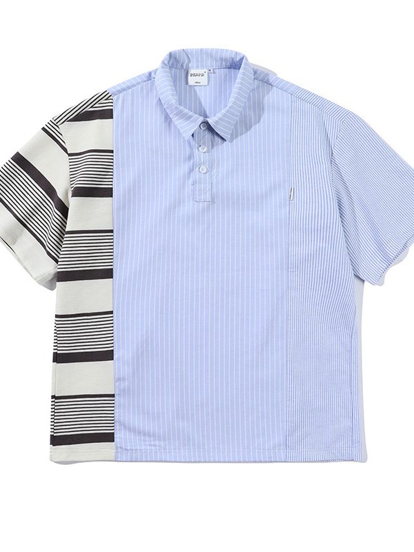 Striped Stitching Casual Shirt Couple