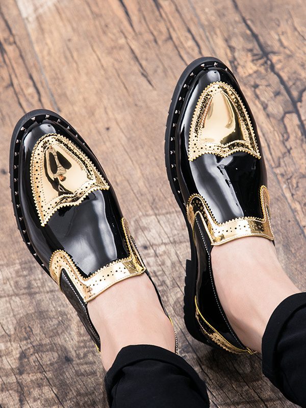 Men Casual Bright Pointed Toe British Small Leather Shoes