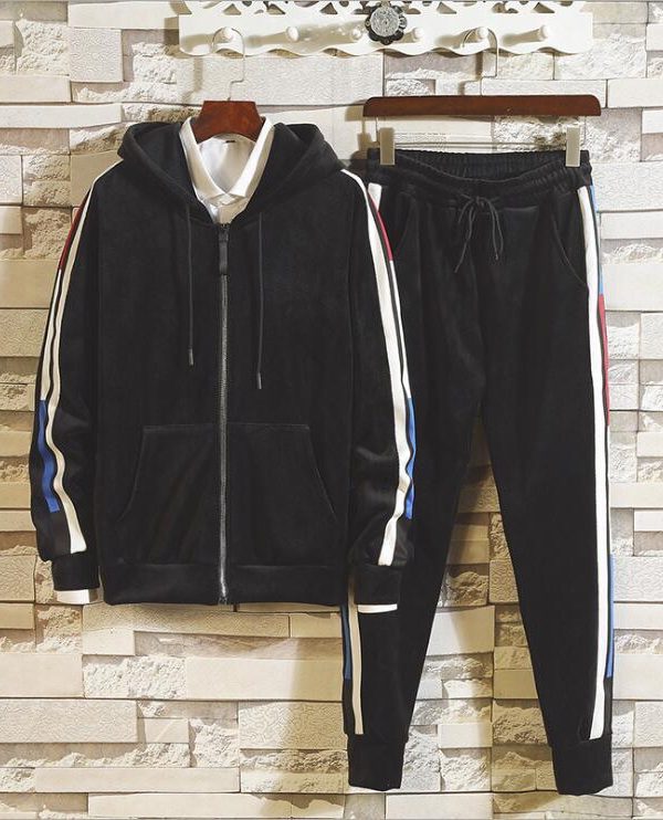 Men's Gold Velvet Two-Piece Sportswear