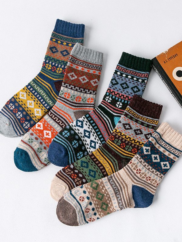 Thick Thread Ethnic Style Tube Socks