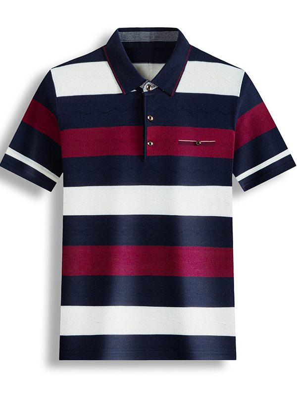 Fashion Men's Lapel Color Matching T-shirt