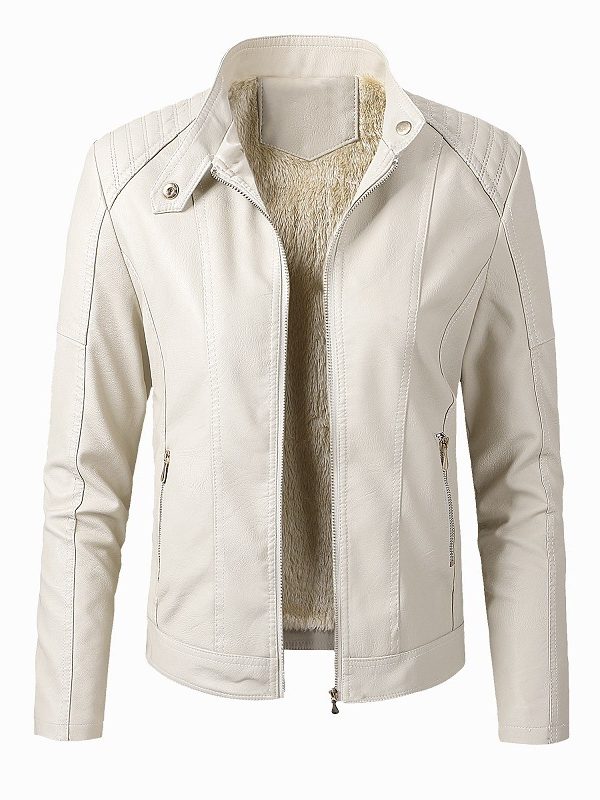 New Women's Leather Jackets Plus Velvet Jackets Fashion PU Ladies Leather Jackets