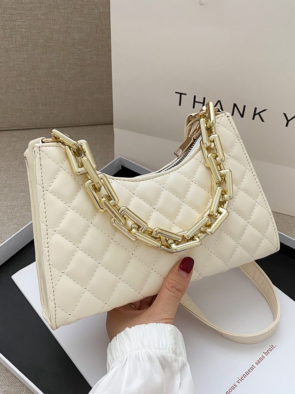 Women'S Fashion Solid Color Portable Small Fragrant Rhombus Chain Bag