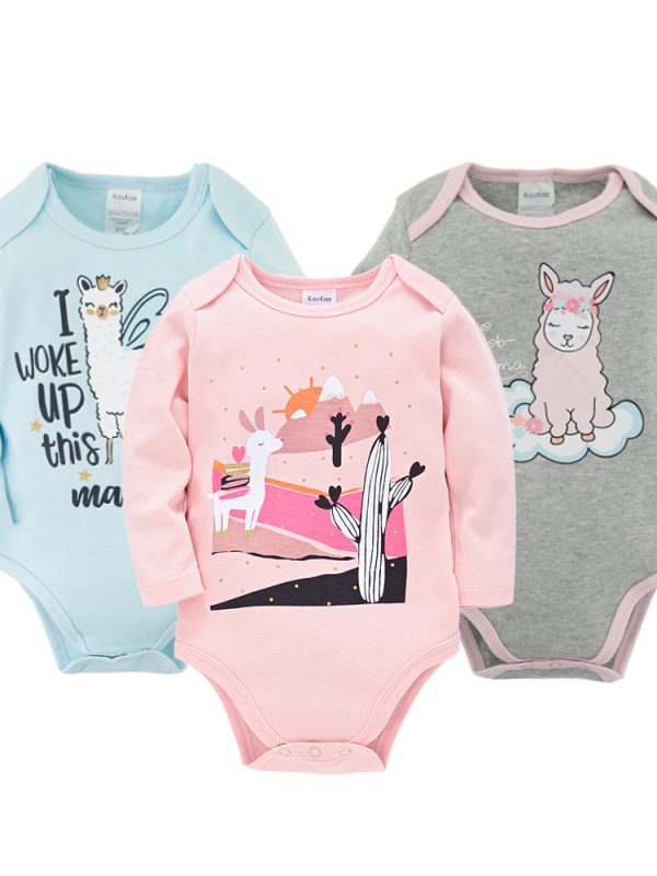 Three-Piece Romper Cartoon Baby One-Piece Cotton Triangle Bag Fart Clothes