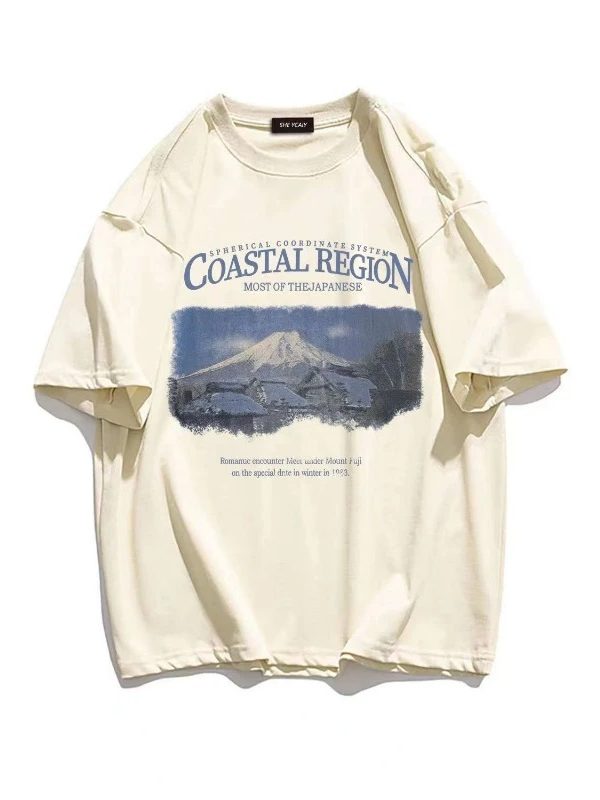 Snow Mountain Graphic Mens Cotton T-shirts Fashion Short