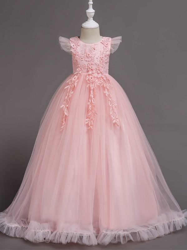Flower Girl Wedding Dress Princess Skirt Lace Embroidered Long Style
