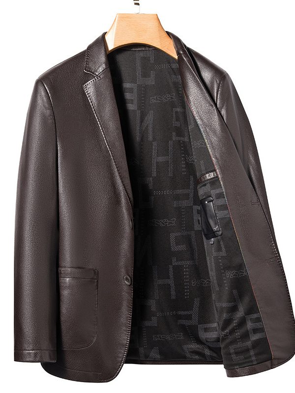 Spring Business Casual Men's Leather Coat