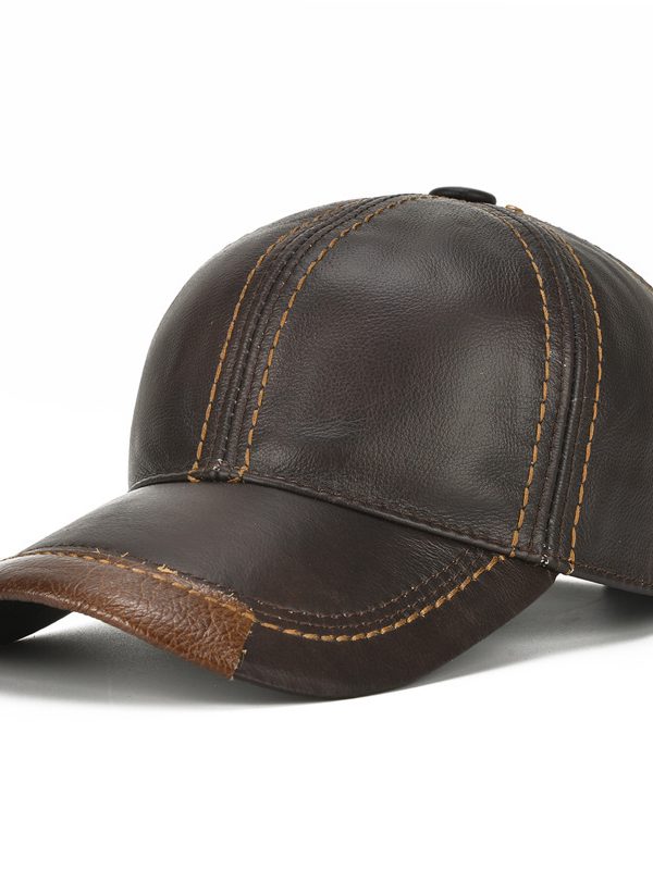Men Single Leather Thin Baseball Cap