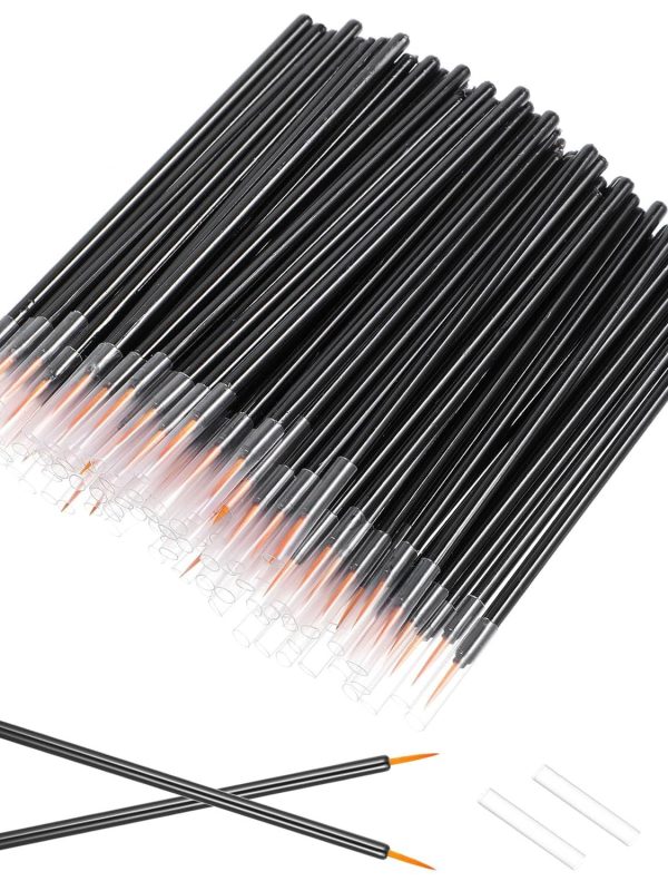 One Hundred Pack Disposable Eyeliner Brushes - Ultra-Fine Point Applicators, Black Cosmetic Eye Wands For Precise Makeup Application
