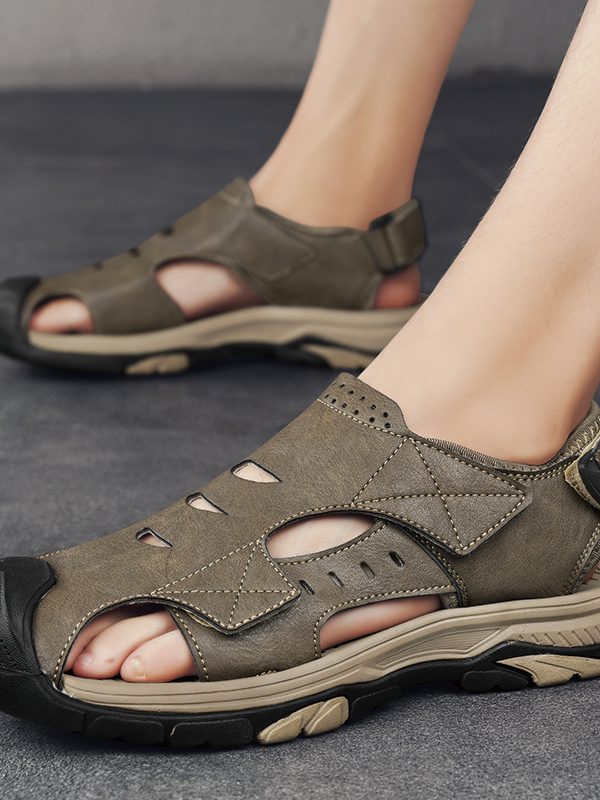 Plus Size Beach Shoes Breathable Leather Sandals For Men