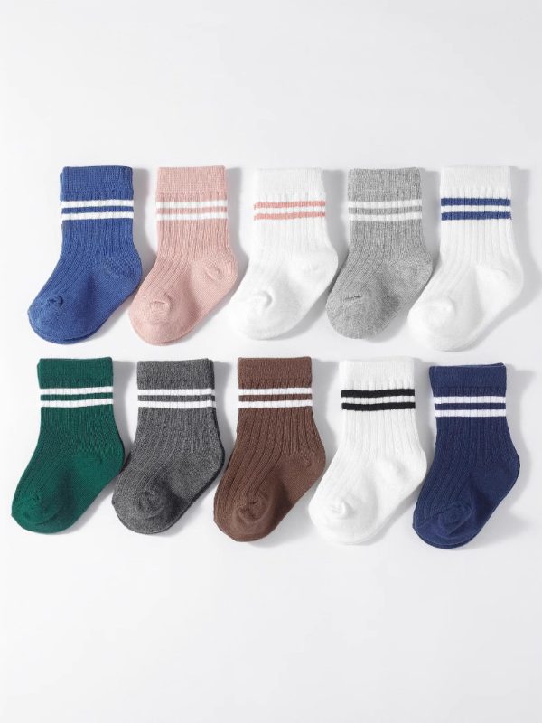 College Style Boys And Girls Middle Tube Cotton Socks 5 Pairs