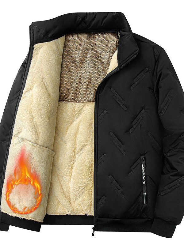 New Graphene-design Cotton Coat Winter Warm Thickened Fleece Jacket Fashion Casual Mens Clothing