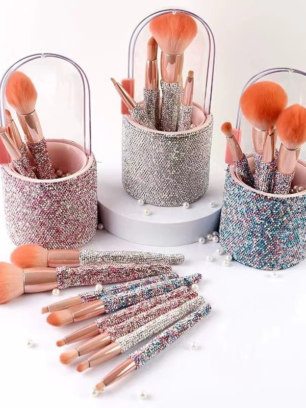 Light Luxury Diamond-embedded Makeup Brush Set 8 High-end Makeup Brushes Suit