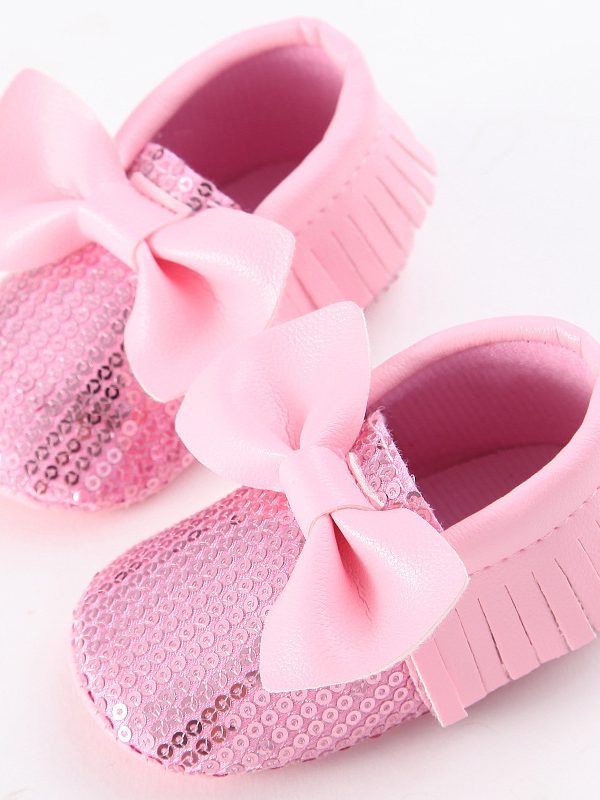 Spring And Autumn Baby Girl Shoes Pu Bottom Non-slip Bow Fringed Baby Shoes
