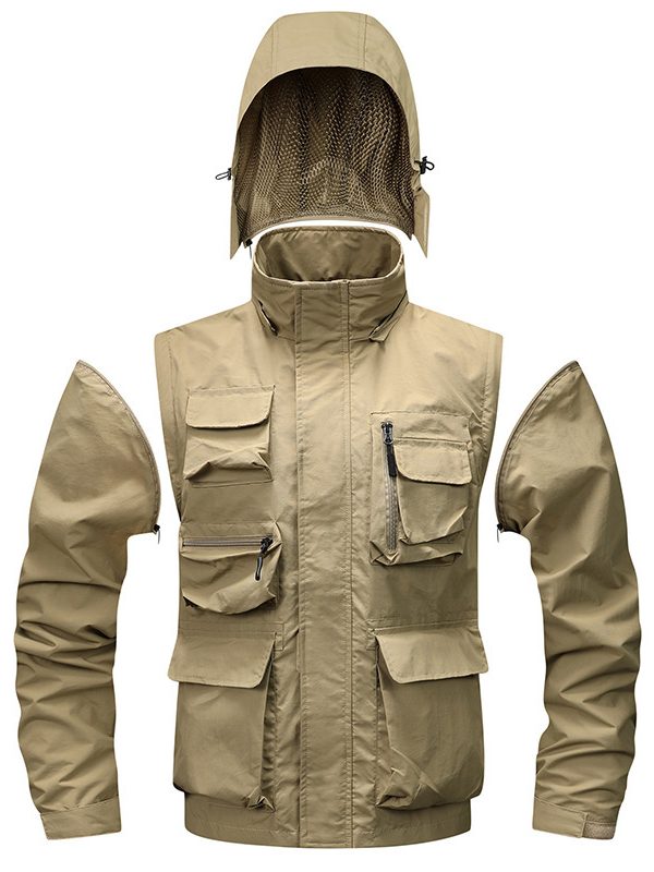 Outdoor Windproof Shell Jacket Loose Plus Size Casual Multi-pocket Workwear Jacket