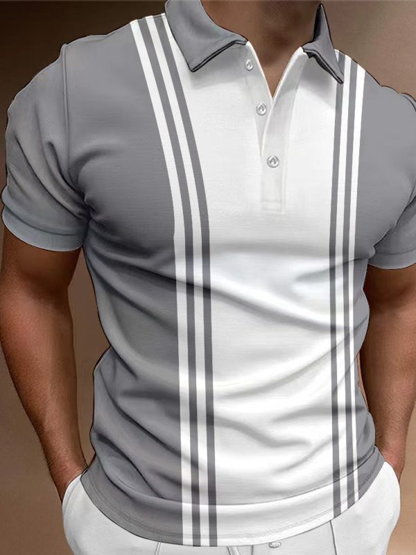 Casual 3 Button Printing Lapel Casual Men's T-shirt