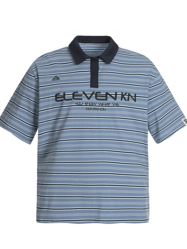Vintage Stripe Short-sleeved Polo Shirt Loose Top