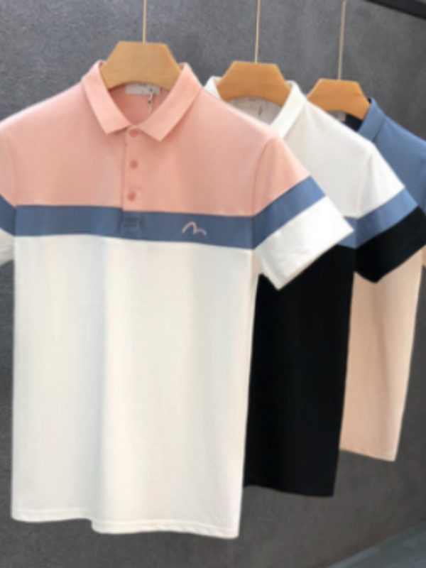 Summer Men's Slim Lapel Contrast Color High End T Shirt