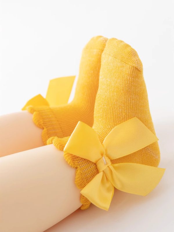 Girls' Baby Solid Color Versatile Bow Princess Socks