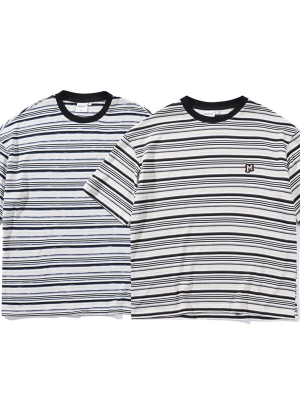 Men's Striped Loose Artistic Youth Fresh T-shirt