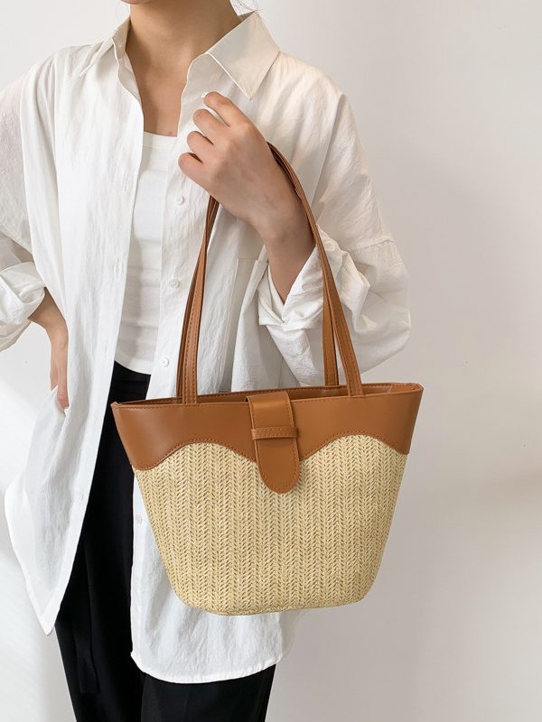 Women's Woven Large Capacity Fashion Patchwork Handbag