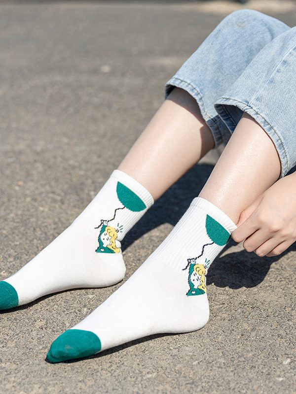 Women's Medium Length Cartoon Jacquard Socks