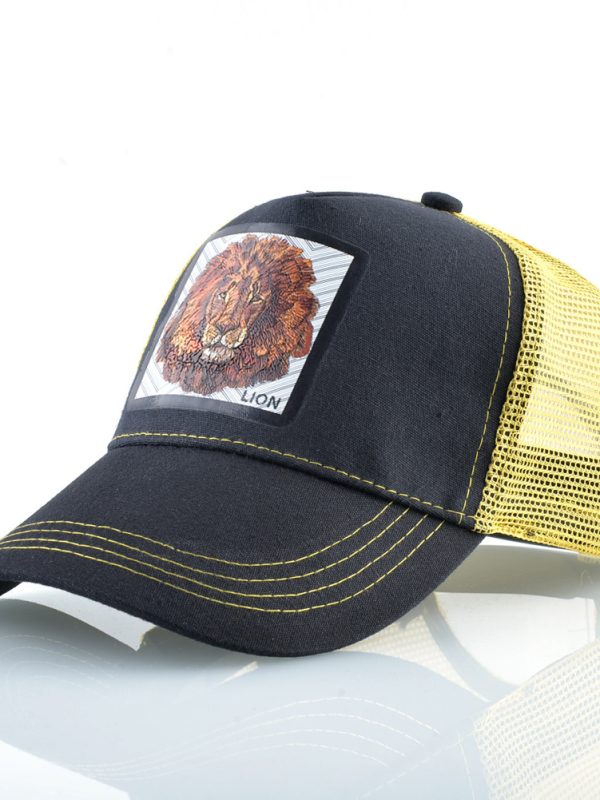 Summer Men's Mesh Lion Pattern Colorblock Baseball Hat