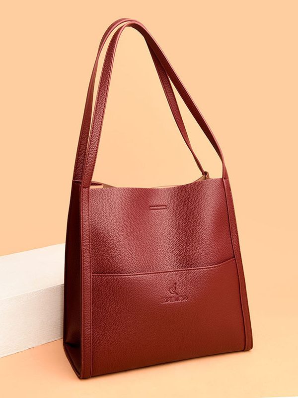Solid Color Shoulder Bag Women's Fashion Large Capacity Handbag Crossbody Shopping Bags