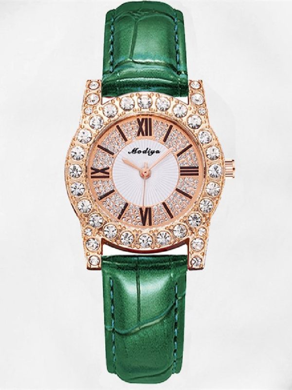 Women's Korean-style Diamond-embedded Creative Watch With Roman Scale