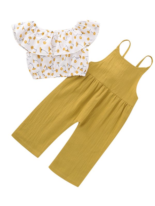 Girls' floral camisole suit
