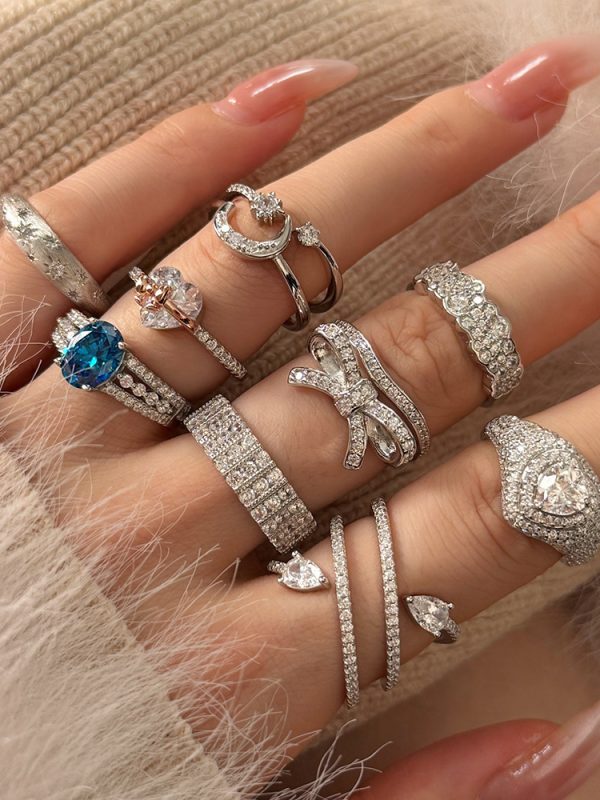 European And American S925 Sterling Silver Ring Female Bow Love