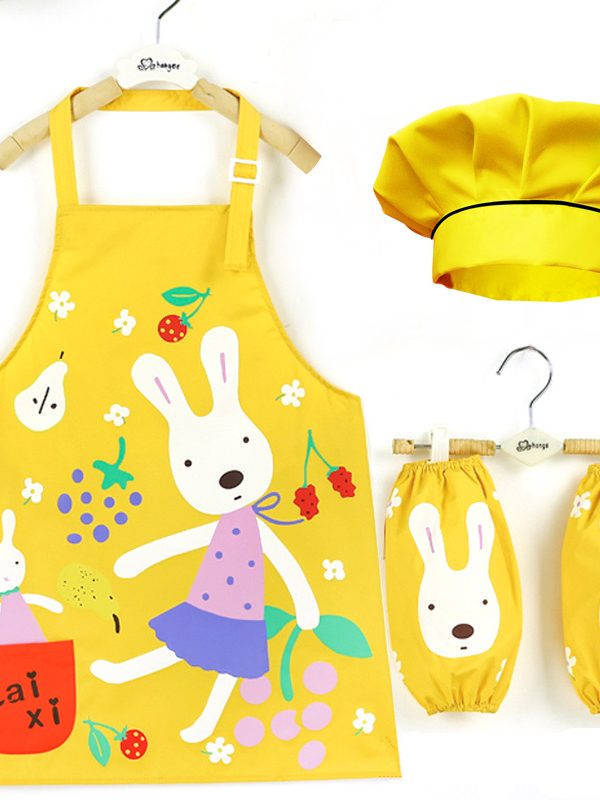 Sleeve Apron Set Chef Hat Painting Gloves Hat