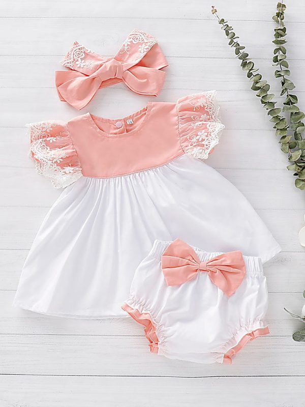 Children  Lotus Leaf Lace Top Skirt With Headband