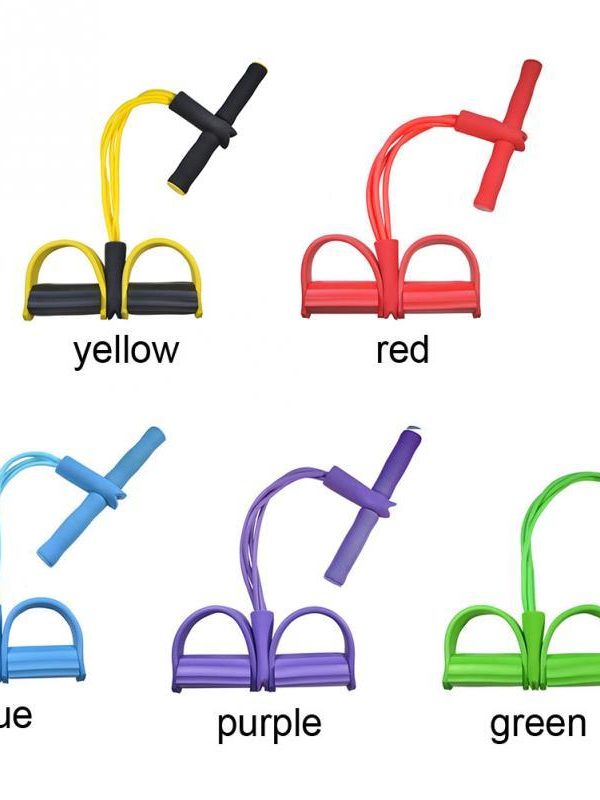 Natural Latex Foot Pedal Elastic Pull Rope with Handle Fitness Equipment Bodybuilding Expander