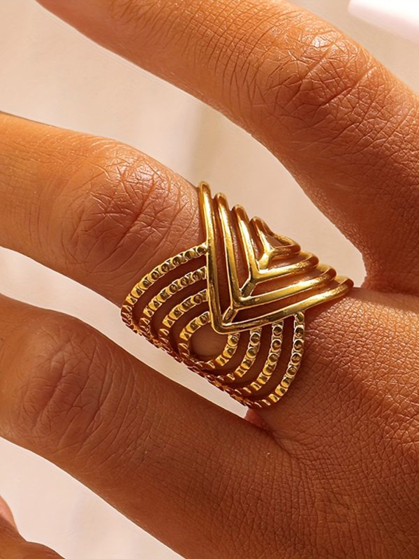 Fashion European And American Style Geometric Ring Female Stainless Steel Ins Cold Wind
