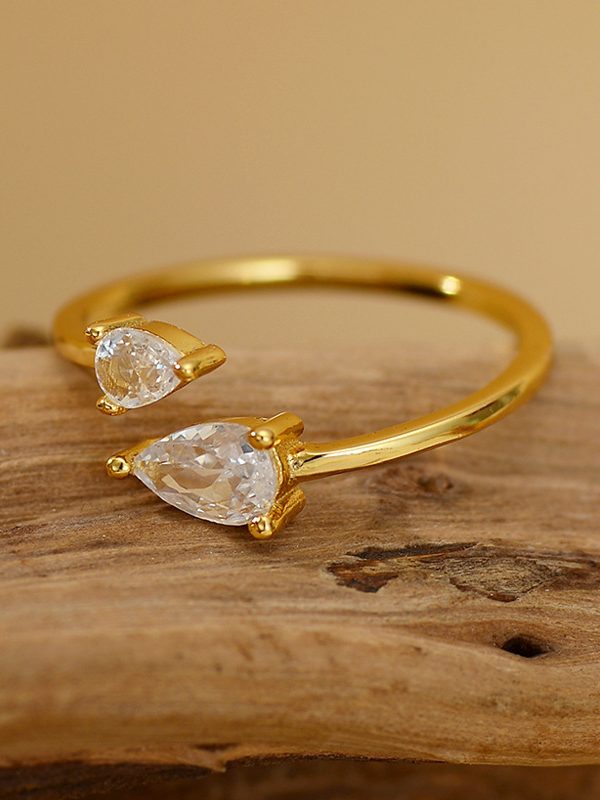 Silver Water Drop Zircon Opening Light Luxury Fashion Commuter Neutral Ring