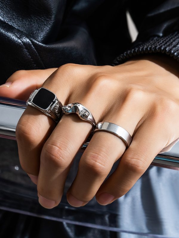 Men's Three-piece Frog Square Drip Ring