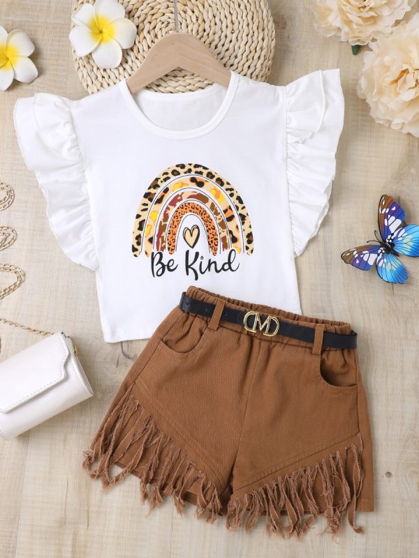 Baby Flying Sleeve Top Shorts Set