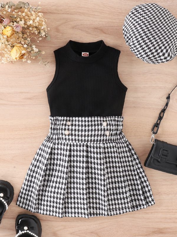 Children's Sleeveless Top Thousand Bird Plaid
