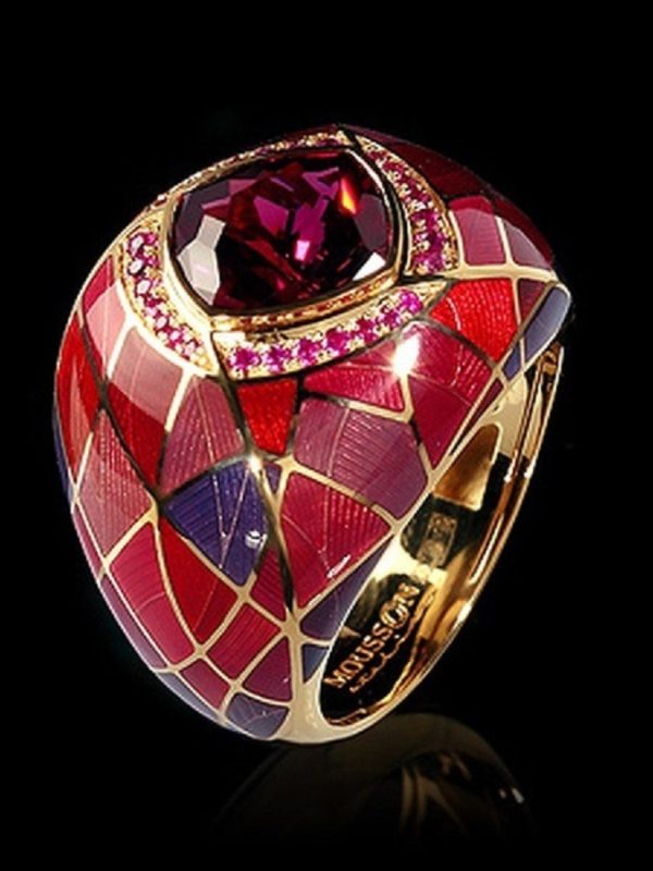 Fashion Blue Gem Inlaid Zirconium Rhinestone Ring Vintage Dripping Oil