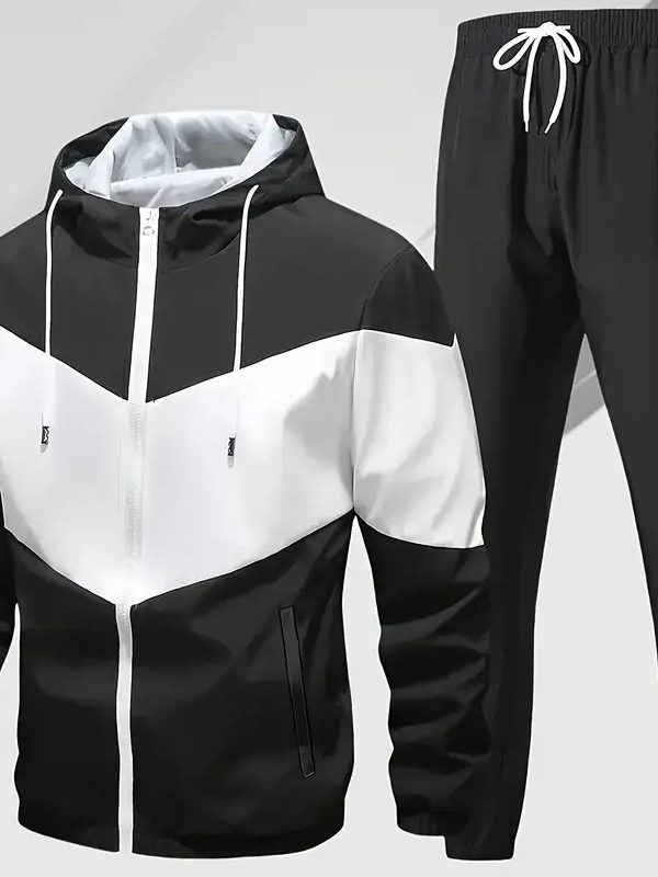Mens Autumn Winter Two-Piece Hooded Sports Set