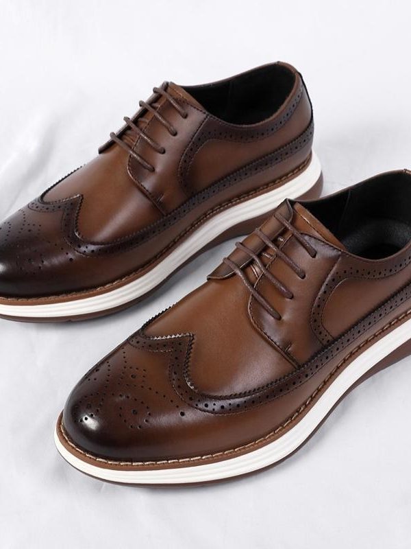 Ultra-fiber Thick-soled Trendy Men's Business Leather Shoes Comfortable And Casual