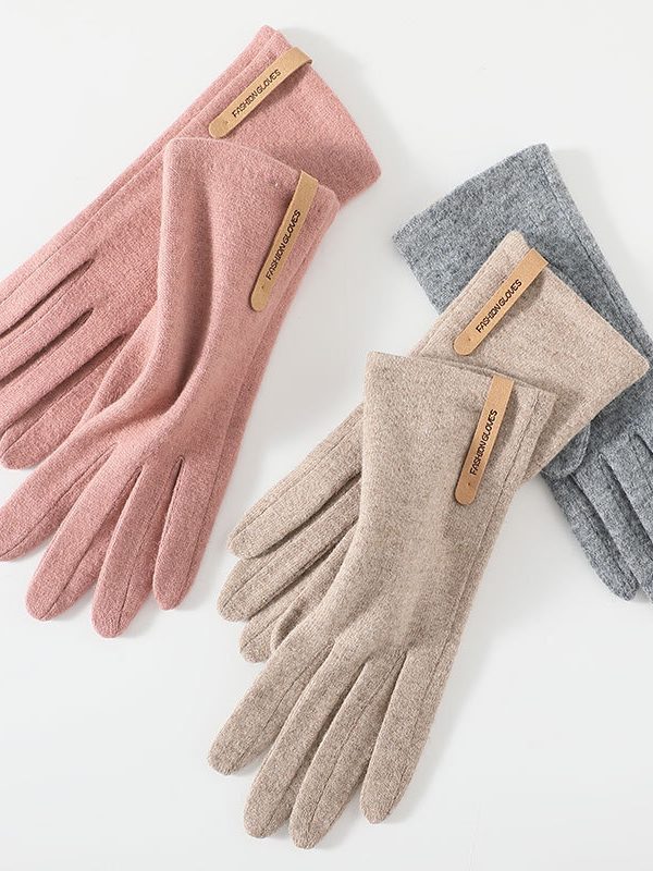 Women's Fleece-lined Thickened Outdoor Cycling Touch Screen Warm Gloves
