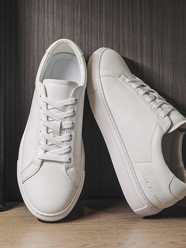New Breathable Cowhide Flat-soled Trendy Versatile White Sneakers
